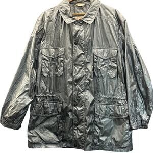 J.O.E. Joseph Abboud Gray Silver Windbreaker Raincoat Men Medium